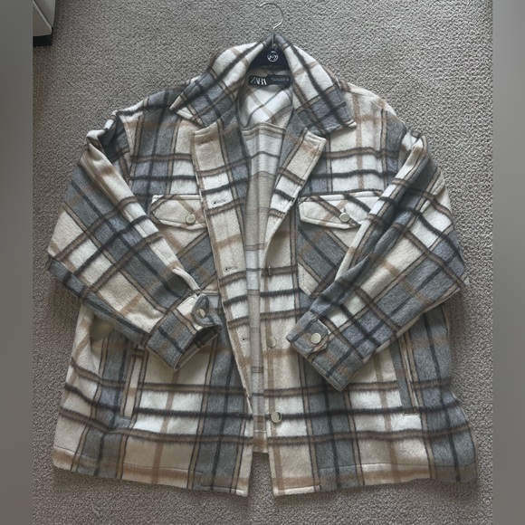 Zara soft plaid oversized shacket - Picture 2 of 5
